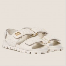 Miu Miu Women's Sandals in White Matelasse Nappa Leather Miu Miu Women's Sandals in White Matelasse Nappa Leather