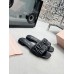 Miu Miu Women's Slides in Black Matelasse Nappa Leather Miu Miu Women's Slides in Black Matelasse Nappa Leather