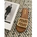 Miu Miu Women's Slides in Beige Raffia-effect Woven Fabric Miu Miu Women's Slides in Beige Raffia-effect Woven Fabric