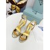 Prada Heel Sandals 85mm In Gold Metallic Leather Prada Heel Sandals 85mm In Gold Metallic Leather