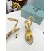 Prada Heel Sandals 85mm In Gold Metallic Leather Prada Heel Sandals 85mm In Gold Metallic Leather
