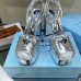 Prada Platform Sandals 135mm In Silver Metallic Leather Prada Platform Sandals 135mm In Silver Metallic Leather