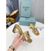 Prada Heeled Slide Sandals 65mm In Gold Metallic Leather Prada Heeled Slide Sandals 65mm In Gold Metallic Leather