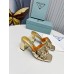 Prada Heeled Slide Sandals 65mm In Gold Metallic Leather Prada Heeled Slide Sandals 65mm In Gold Metallic Leather