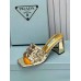 Prada Heeled Slide Sandals 65mm In Gold Metallic Leather Prada Heeled Slide Sandals 65mm In Gold Metallic Leather