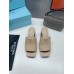 Prada Heeled Slide Sandals 65mm In Beige Nappa Leather