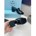 Prada Heeled Slide Sandals 65mm In Black Nappa Leather Prada Heeled Slide Sandals 65mm In Black Nappa Leather