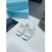 Prada Heeled Slide Sandals 65mm In White Nappa Leather Prada Heeled Slide Sandals 65mm In White Nappa Leather