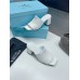 Prada Heeled Slide Sandals 65mm In White Nappa Leather Prada Heeled Slide Sandals 65mm In White Nappa Leather