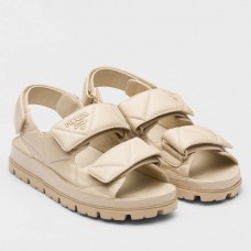 Prada Padded Sandals In Beige Nappa Leather Prada Padded Sandals In Beige Nappa Leather