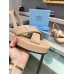 Prada Flatform Sandals In Beige Quilted Nappa Leather