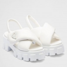 Prada Monolith Padded Sandals In White Nappa Leather Prada Monolith Padded Sandals In White Nappa Leather