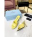 Prada Heeled Sandals 75mm in Yellow Brushed Leather Prada Heeled Sandals 75mm in Yellow Brushed Leather
