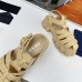 Prada Monolith Crochet Cage Sandals in Beige Raffia Fabric Prada Monolith Crochet Cage Sandals in Beige Raffia Fabric