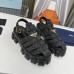 Prada Monolith Crochet Cage Sandals in Black Raffia Fabric Prada Monolith Crochet Cage Sandals in Black Raffia Fabric