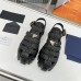 Prada Monolith Crochet Cage Sandals in Black Raffia Fabric Prada Monolith Crochet Cage Sandals in Black Raffia Fabric