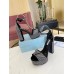 Prada Platform Sandals 135mm in Black Satin with Crystals Prada Platform Sandals 135mm in Black Satin with Crystals