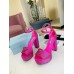 Prada Platform Sandals 135mm in Red Satin with Crystals
