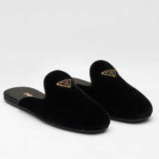 Prada Women's Slippers in Black Velvet Prada Women's Slippers in Black Velvet