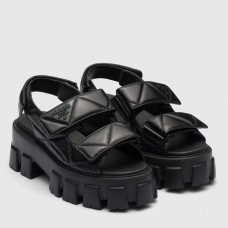Prada Monolith Flatform Sandals in Black Nappa Leather Prada Monolith Flatform Sandals in Black Nappa Leather