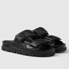 Prada Women's Sandals in Black Padded Nappa Leather Prada Women's Sandals in Black Padded Nappa Leather