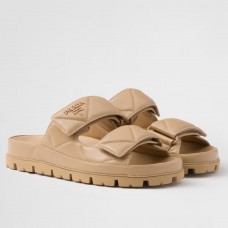 Prada Women's Sandals in Beige Padded Nappa Leather Prada Women's Sandals in Beige Padded Nappa Leather
