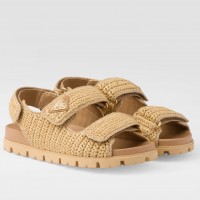 Prada Women's Crochet Sandals in Natural Raffia Prada Women's Crochet Sandals in Natural Raffia
