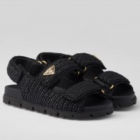Prada Women's Crochet Sandals in Black Raffia Prada Women's Crochet Sandals in Black Raffia