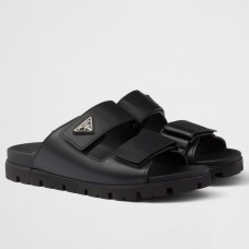 Prada Men's Strap Sandals in Black Leather Prada Men's Strap Sandals in Black Leather