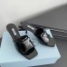 Prada Heeled Slide Sandals 65mm In Black Leather Prada Heeled Slide Sandals 65mm In Black Leather