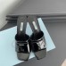 Prada Heeled Slide Sandals 65mm In Black Leather Prada Heeled Slide Sandals 65mm In Black Leather