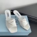 Prada Heeled Slide Sandals 65mm In White Leather Prada Heeled Slide Sandals 65mm In White Leather