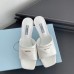 Prada Heeled Slide Sandals 65mm In White Leather Prada Heeled Slide Sandals 65mm In White Leather