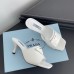 Prada Heeled Slide Sandals 65mm In White Leather Prada Heeled Slide Sandals 65mm In White Leather