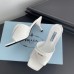 Prada Heeled Slide Sandals 65mm In White Leather Prada Heeled Slide Sandals 65mm In White Leather