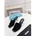 Prada Black Satin Heeled Sandals with Crystals