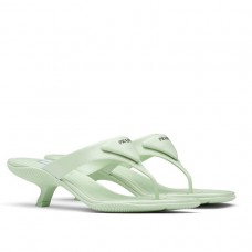 Prada Heeled Thong Sandals In Aqua Brushed Leather Prada Heeled Thong Sandals In Aqua Brushed Leather