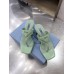 Prada Heeled Thong Sandals In Aqua Brushed Leather Prada Heeled Thong Sandals In Aqua Brushed Leather