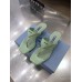 Prada Heeled Thong Sandals In Aqua Brushed Leather Prada Heeled Thong Sandals In Aqua Brushed Leather