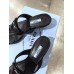 Prada Heeled Thong Sandals In Black Brushed Leather Prada Heeled Thong Sandals In Black Brushed Leather