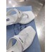 Prada Heeled Thong Sandals In White Brushed Leather