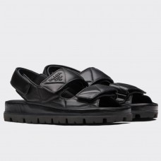 Prada Padded Sandals In Black Nappa Leather Prada Padded Sandals In Black Nappa Leather