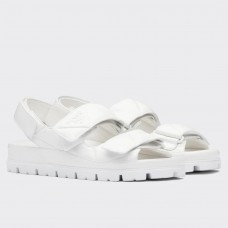 Prada Padded Sandals In White Nappa Leather Prada Padded Sandals In White Nappa Leather