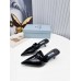 Prada Sabots Mules In Black Brushed Leather Prada Sabots Mules In Black Brushed Leather