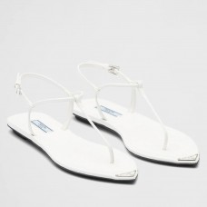 Prada Thong Sandals In White Brushed Leather Prada Thong Sandals In White Brushed Leather