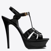 Saint Laurent Tribute Platform Sandals 135mm In Black Patent Leather Saint Laurent Tribute Platform Sandals 135mm In Black Patent Leather
