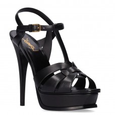 Saint Laurent Tribute Platform Sandals 135mm In Black Calfskin Saint Laurent Tribute Platform Sandals 135mm In Black Calfskin