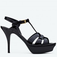 Saint Laurent Tribute Platform Sandals 105mm In Black Patent Leather Saint Laurent Tribute Platform Sandals 105mm In Black Patent Leather