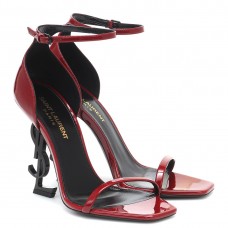 Saint Laurent Opyum 85mm Sandals in Red Patent Leather with Black YSL Heel Saint Laurent Opyum 85mm Sandals in Red Patent Leather with Black YSL Heel