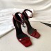 Saint Laurent Opyum 85mm Sandals in Red Patent Leather with Black YSL Heel Saint Laurent Opyum 85mm Sandals in Red Patent Leather with Black YSL Heel